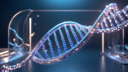 DNA strand represents secure genetic data protection concept in futuristic biotech and personalized healthcare