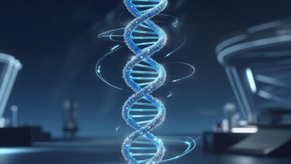 DNA strand represents secure genetic data protection concept in futuristic biotech and personalized healthcare