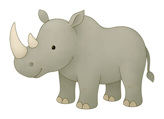 watercolor rhino isolated on transparent background, extracted, png file