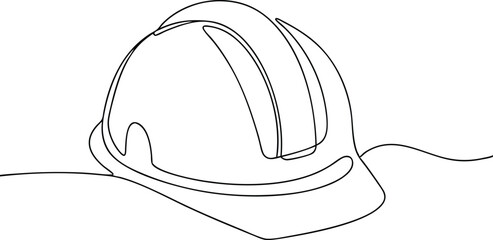 Modern Continuous Line Design of a Simple Safety Headgear, Suitable for Architecture Firms, Manufacturing, and Infrastructure Projects.