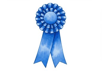 Blue Ribbon Award - A watercolor illustration of a classic blue ribbon award, perfect for celebrating achievements and success