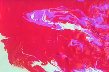 Marbled blue and red abstract background. Liquid marble ink pattern.