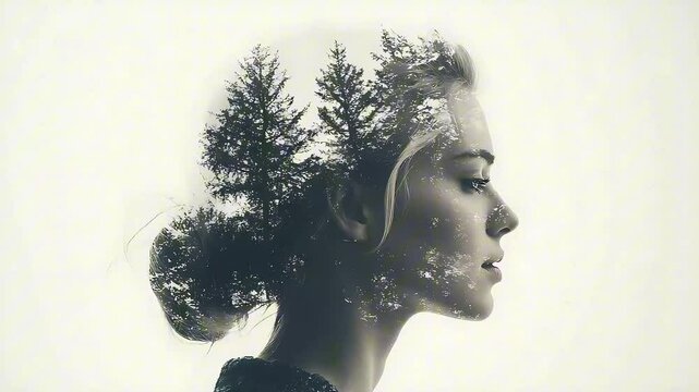 portrait of a young woman, forest