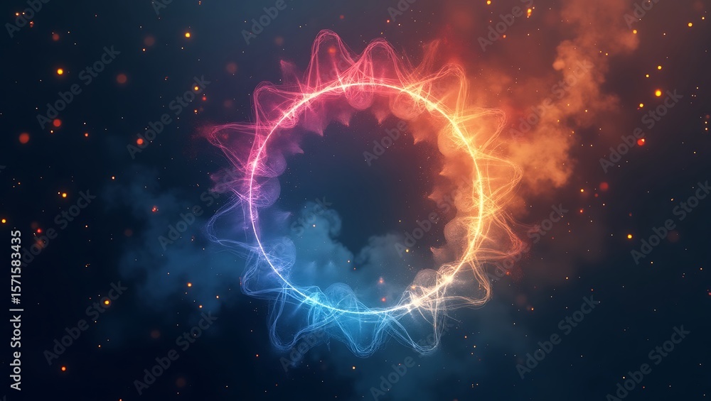 Poster abstract colorful megical circle background. generative ai.