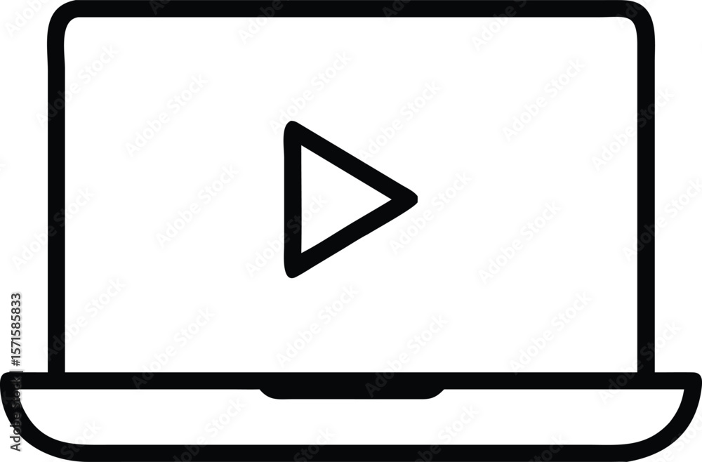 Aufkleber laptop screen displaying play button icon for online video streaming and digital content