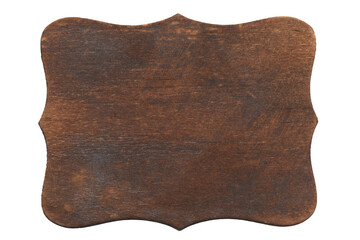 Dark brown wood sign isolated on white
