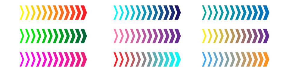 colourful arrow. dynamic moving arrow representing speed, acceleration, fast. transparent png and vector illustration.