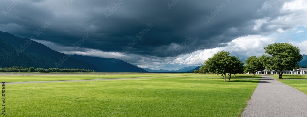 Poster a man stands in an empty field at night, illuminating the grass with a flashlight while shadows stre