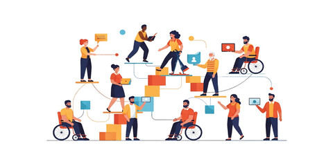 Fototapeta premium Collaborative Teamwork Diverse Team Achieving Goals Together