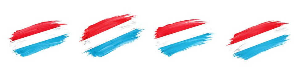 Luxembourg Flag Brush Stroke Set on Transparent Background

