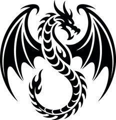 Fototapeta premium dragon silhouette on white background