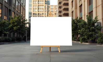 A blank canvas devoid of color or words stood sentinel amidst the urban concrete jungle a silent testament to the boundless possibilities that awaited the artist's brush  professional presentation bla