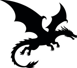 Fototapeta premium Dragon silhouette on white background