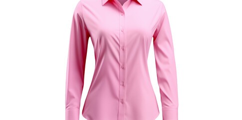 Beautiful pink button down shirt with transparent background for designs