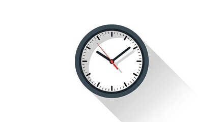 Minimalist Wall Clock Icon with Long Shadow Time Management Concept.