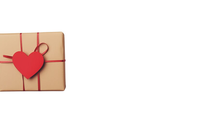 Wrapped gift with red heart on a black background conveys love and celebration