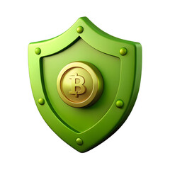 3D Security Shield with Bitcoin Symbol &ndash; Cryptocurrency Protection Concept
