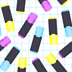 Seamless pattern of multi-colored markers on a checkered background
