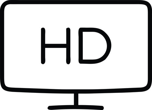 High Definition Television Icon, Modern Flat Design, Simple Vector Illustration, Screen Display, HD Ready, Technology...