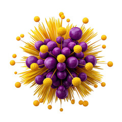 Abstract 3d rendering of a vibrant purple and yellow spherical structure