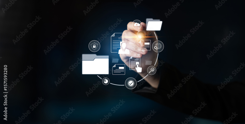 Poster document management system for secure file storage, organized access, and efficient digital workflow
