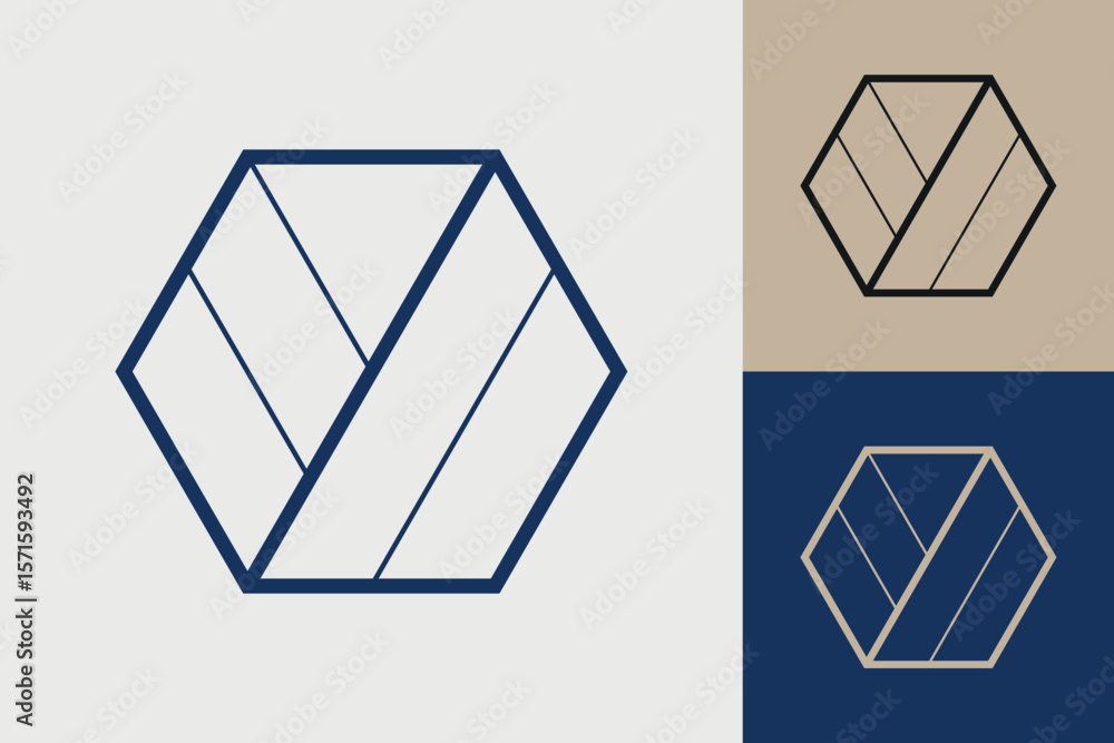 Fototapete geometric hexagonal logo icon. hexagon concept vector design with minimalistic linear style