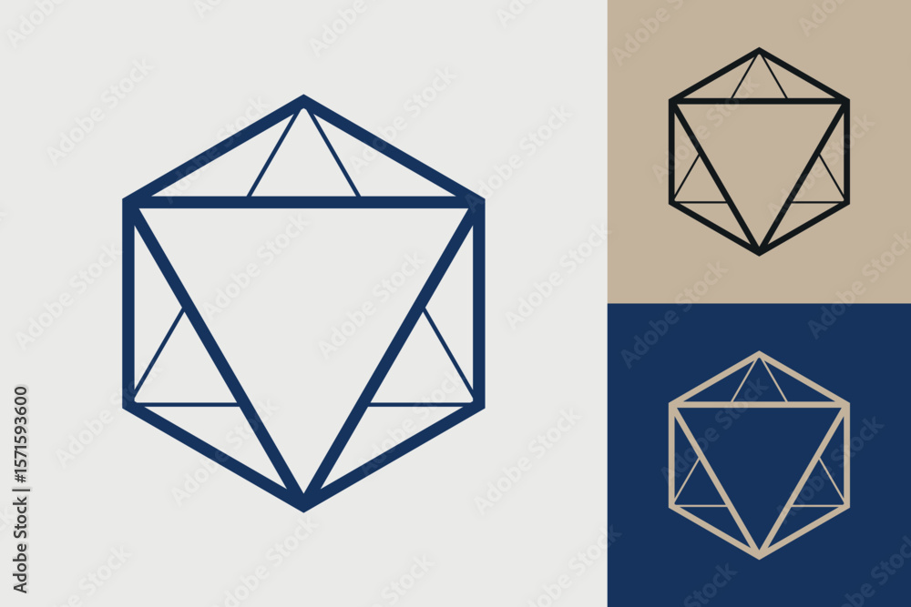 Fototapete Geometric hexagonal logo icon. Hexagon concept vector design with minimalistic linear style