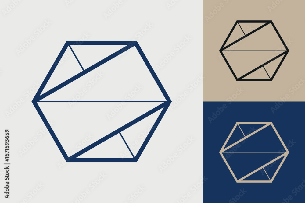 Fototapete geometric hexagonal logo icon. hexagon concept vector design with minimalistic linear style