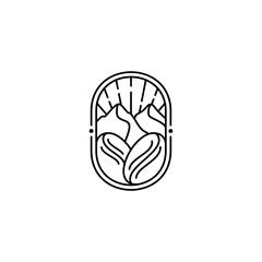 Fresh and natural coffee bean logo with classic emblem concept