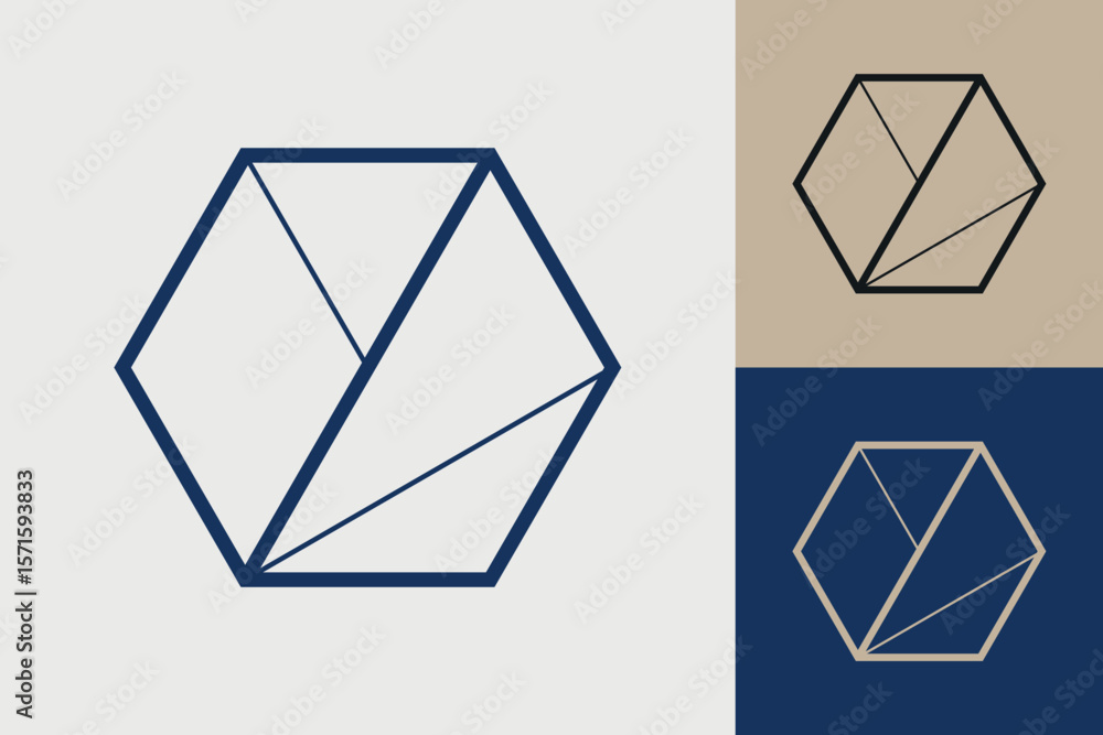 Aufkleber geometric hexagonal logo icon. hexagon concept vector design with minimalistic linear style