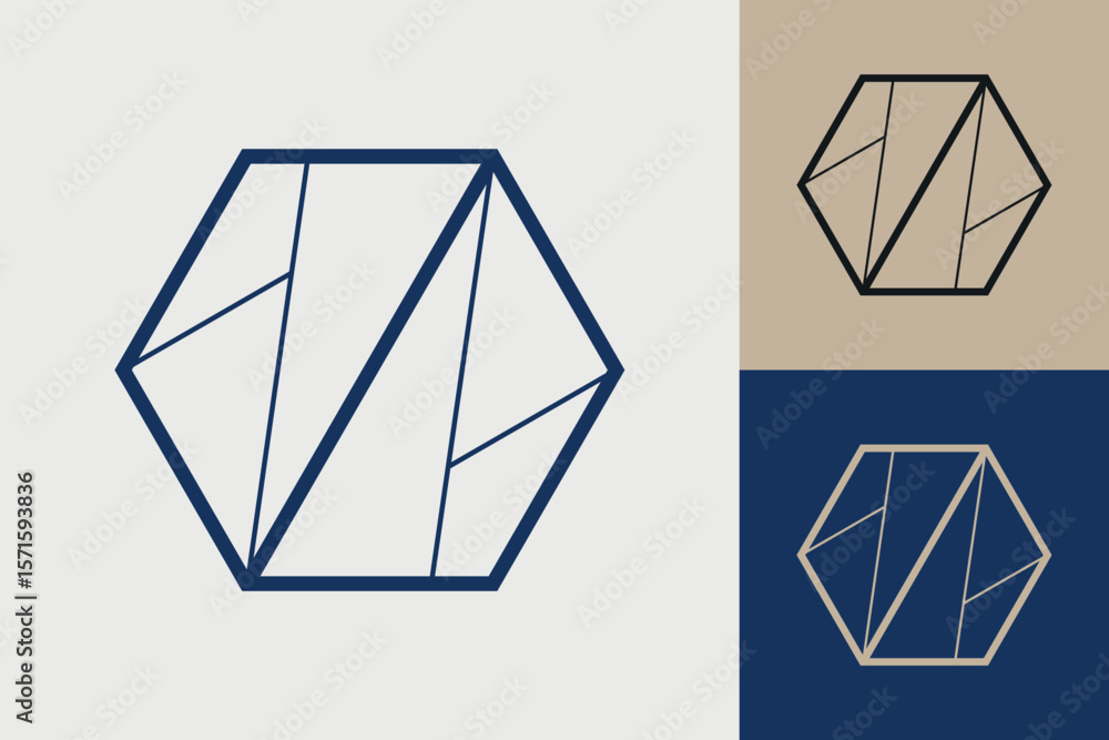 Aufkleber geometric hexagonal logo icon. hexagon concept vector design with minimalistic linear style