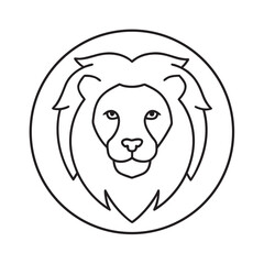 Lion Head Inside Circle Medallion Frame