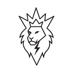 Outlined Lion Head With Electric Crown