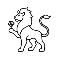 Lion Holding Gemstone In Raised Paw