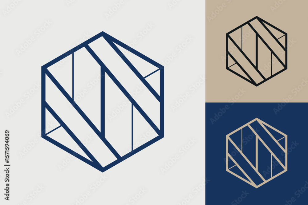 Aufkleber geometric hexagonal logo icon. hexagon concept vector design with minimalistic linear style