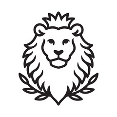 Lion With Crown Laurel Wreath Outline