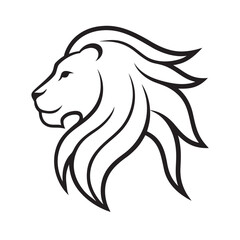Lion Outline With Ornamental Flowing Mane