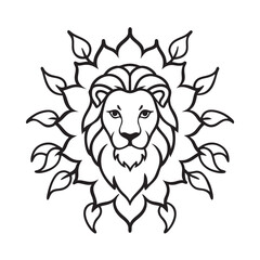 Lion Framed In Floral Crest Design