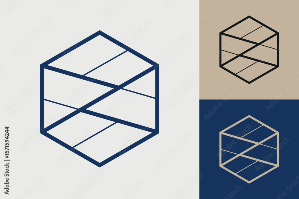 Aufkleber geometric hexagonal logo icon. hexagon concept vector design with minimalistic linear style