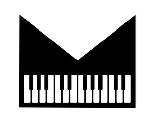 Music Logo with letter M, music note and musical instrument. Music Logo typography with icon designed.