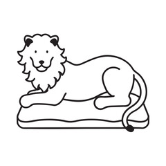 Resting Lion On Royal Cushion Outline