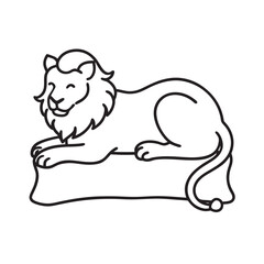 Outlined Lion Resting On Regal Cushion