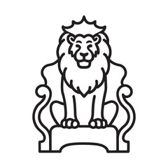 Outlined Lion Seated On Royal Throne