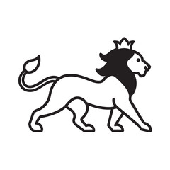 Fototapeta premium Walking Royal Lion With Crown Outline