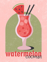 Watermelon Juice. Illustration of Beverage. Poster of Watermelon Cocktail. Print design.