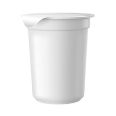 Realistic yogurt, sour cream, milk drink cup with cap package, vector 3D mockup of white plastic tall container foil lid
