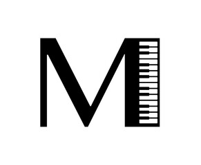 Music Logo with letter M, music note and musical instrument. Music Logo typography with icon designed.