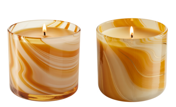 luxurious marble pattern candle in glass isolated