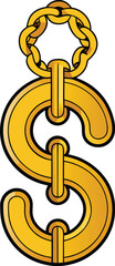 Adobe Illustrator Artwork Senior man wearing tank top and gold chains with dollar sign, mid section
