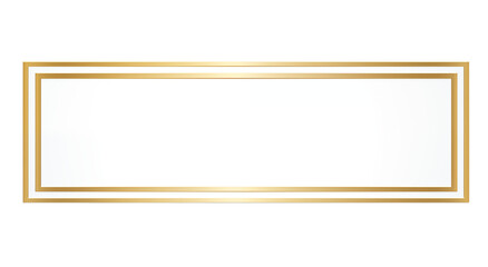 Golden rectangle frame with a white center and transparent background for design use.